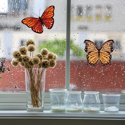 GORGECRAFT 6.3x6.3 4 Styles Spring Butterfly Vinyl Window Clings Non Adhesive Reusable Window Decals Stairway Sliding Glass Door Stickers Film to Prevent Bird Strikes for Office Bathroom