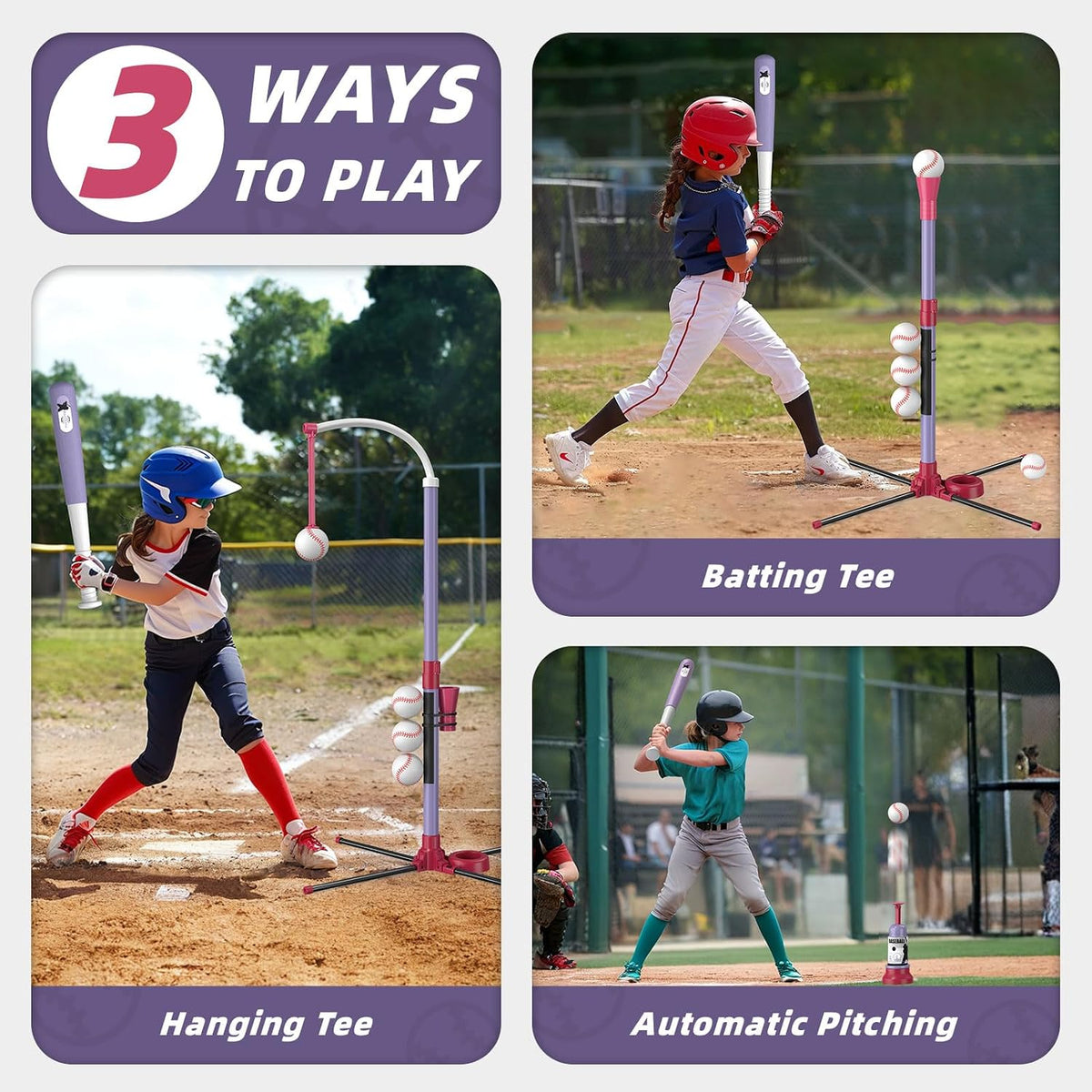 wee wonders 3-in-1 t ball set, adjustable height shown in use