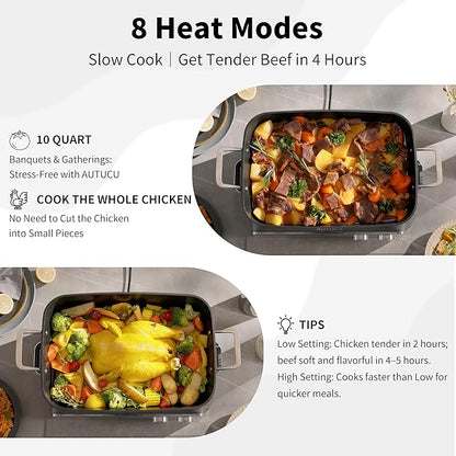 N21NA Pro Slow Cooker 10 Quart, 8-in-1 Programmable PFOA-Free Ceramic Coated - Image 8