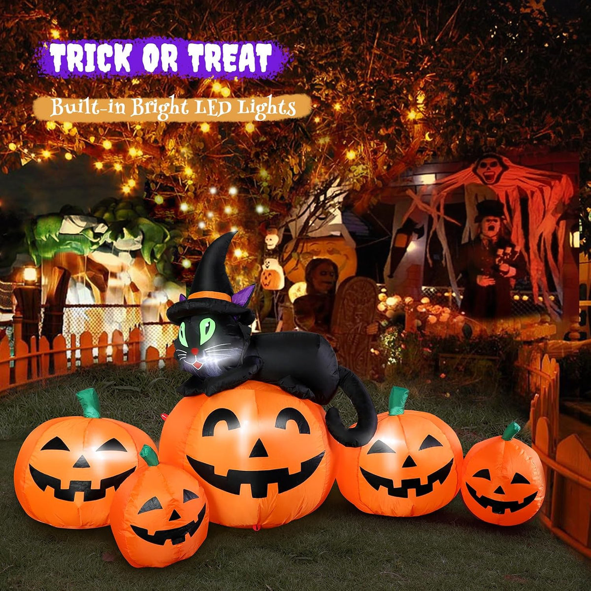5FT Halloween Inflatable Pumpkin Outdoor Decoration, Lighted Blow Up Yard Dec...