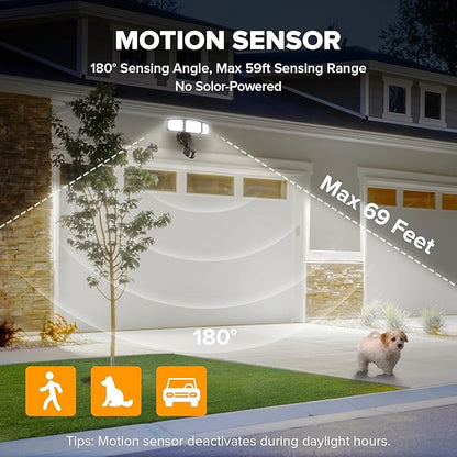 LUTEC 2 Pack 72W 7500LM LED Security Lights Motion Sensor Light Outdoor - Image 3