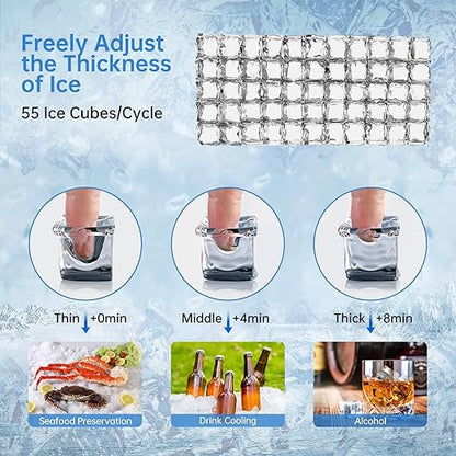 Commercial Ice Maker Machine 200 Lbs/24H, 35 Lbs Ice Bin, Undercounter Ice - Image 3
