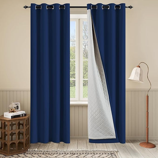 Soundproof 3 Layers Curtains Thermal Insulated Heavy Curtains 96 Inch Length by OYRING