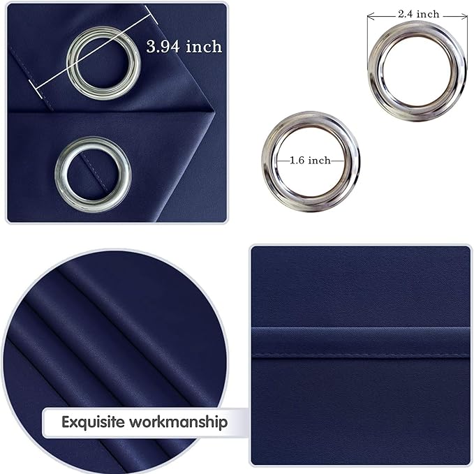 DWCN Navy Blue Room Darkening Blackout Curtains, Thermal Light Blocking Drapes - Image 6