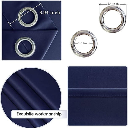 DWCN Navy Blue Room Darkening Blackout Curtains, Thermal Light Blocking Drapes - Image 6