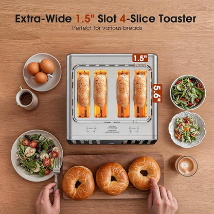 4 Slice Toaster Wide Slot– Dual Digital TouchScreen & Independent Control Panel - Image 5