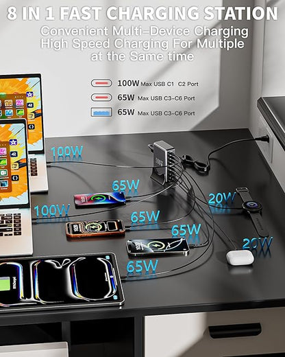 500W USB C Charger Block, GaN3 Charging Station 8-Port Fast USB Charger Block - Image 2