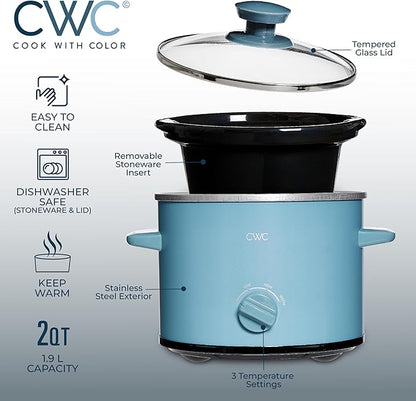 COOK WITH COLOR 2QT Mini Electric Round Slow Cooker - Image 4