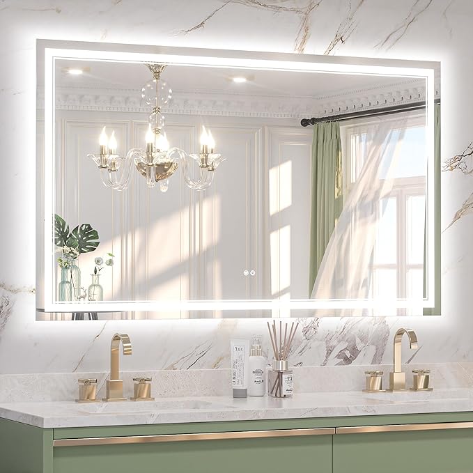 Keonjinn 60" x 36" LED Mirror for Bathroom, Frontlit & Backlit Mirror by Keonjinn