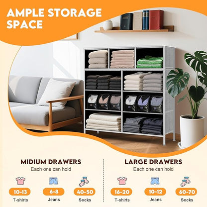 Curved Profile Dresser for Bedroom, Chest of Drawers, 9 Storage Drawers - Image 5