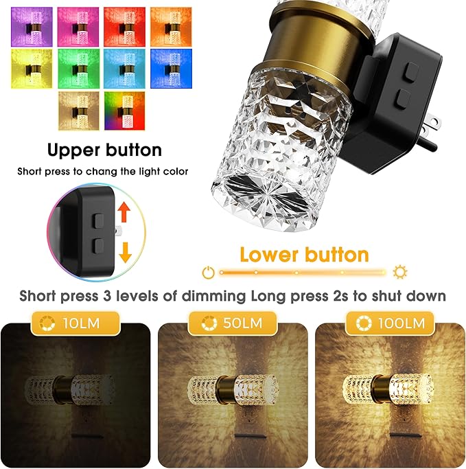 L LOHAS LED Night Light, Night Lights Plug into Wall, 2 Pack 10-Color RGB - Image 3