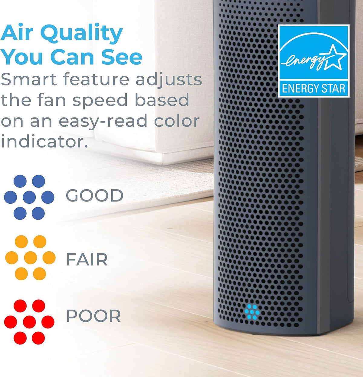 pure enrichment purezone elite 4-in-1 hepa air purifier, side view