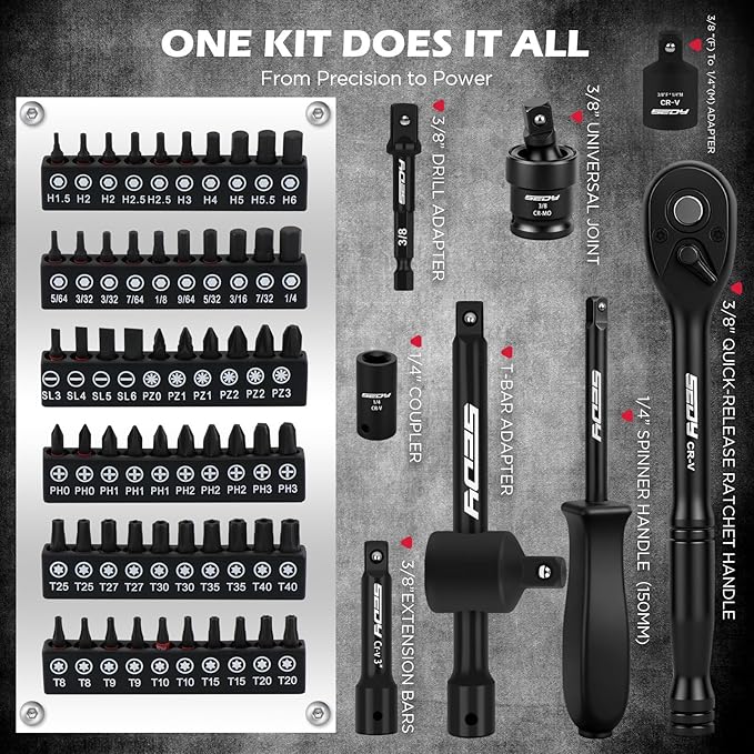Premium 132-Piece Mechanics Tool Set, SAE/Metric 1/4" & 3/8" Drive Socket Set - Image 4