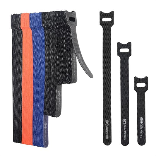 Cable Matters 100-Pack Hook-and-Loop Reusable Cable Ties, Sizes 4", Cord by CableMatters