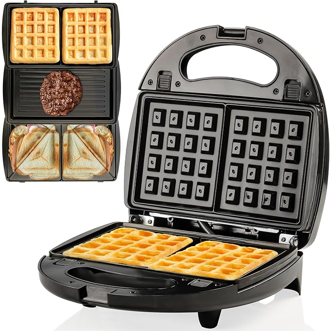 OVENTE Electric Sandwich, Panini and Waffle Maker Set by Ovente+
