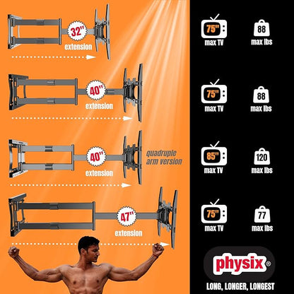 Physix 2080 Long Arm TV Wall Mount - Image 6