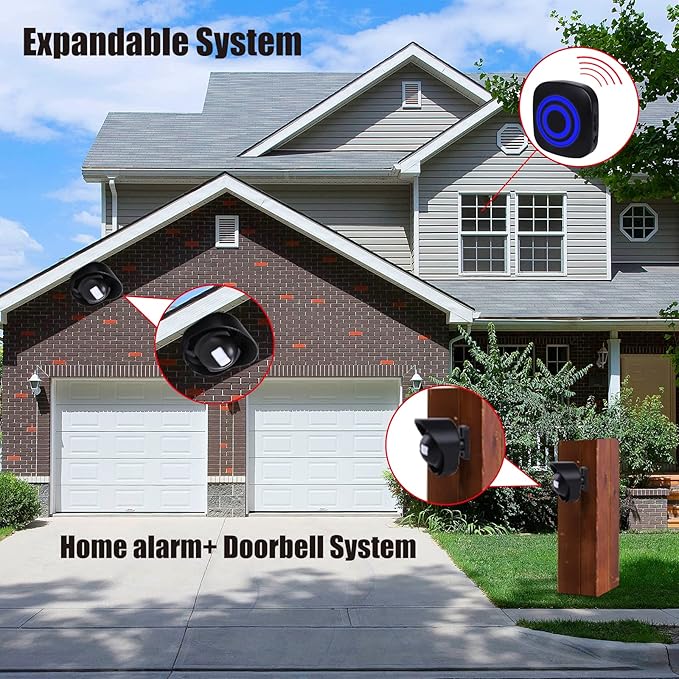 Shaogax Driveway Alarm-328ft Long Range Wireless Driveway Alarm Weatherproof - Image 6