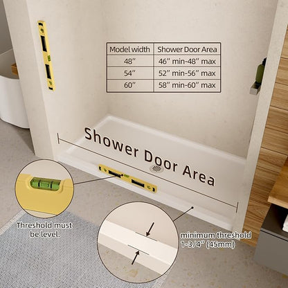 Shower Door, 50-54" W x 70" H Semi-Frameless Double Sliding Glass Shower Doors - Image 7