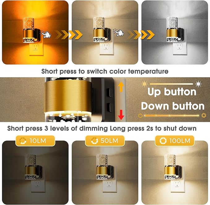 Night Lights Plug into Wall 2 Pack, Dimmable Night Light - Image 2