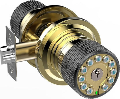 iulock Smart Door Knob with Keypad and Key, Keyless Entry Door Lock with Rubber by iulock