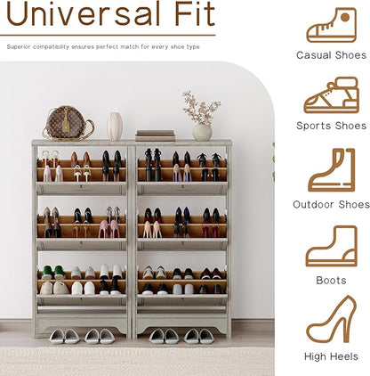 Chogori 3-Tier Shoe Cabinet – Solid Wood Entryway Shoe Storage Organizer - Image 5