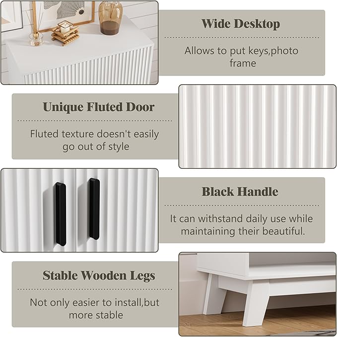 Shoe Cabinet Storage for Entryway, 5 Tier Fluted Shoe Storage Cabinet - Image 5