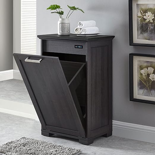OLD CAPTAIN Wooden Tilt Out Trash Cabinet, Hidden Trash Can Kitchen Holds 10 - Image 2