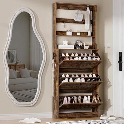 EOYUTLLY Shoe Cabinet Storage for Entryway, Narrow Shoe Rack Cabinet by EOYUTLLY