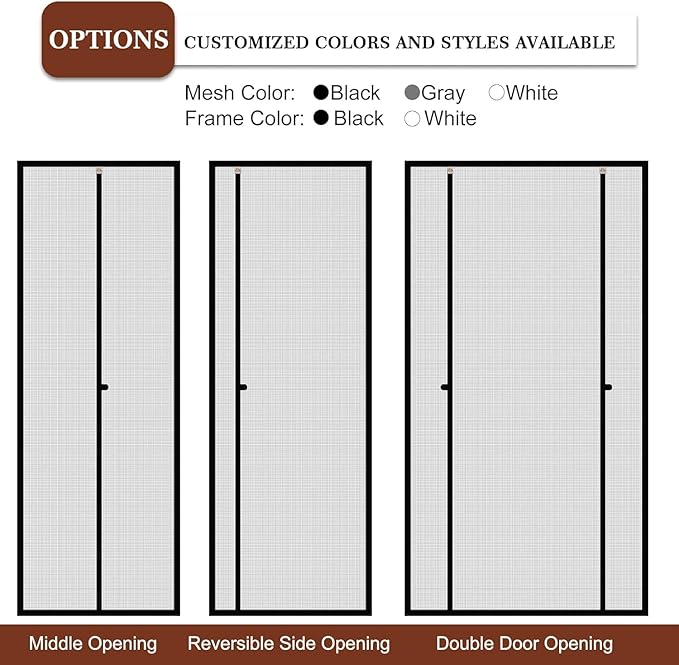Yotache Customized Magnetic Screen Door, Left Right Side Opening Door Mesh - Image 6
