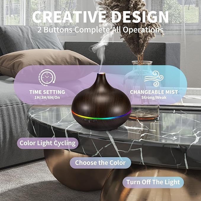 Aromatherapy Essential Oil Diffuser Set - 550ML Ultrasonic Humidifier - Image 3