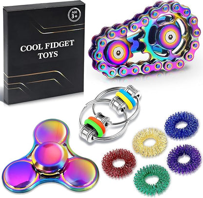 8Pcs Fidget Toys Adults Fidgets Spinner Autism Sensory Pack Spiky Sensory Rings by Chilvil