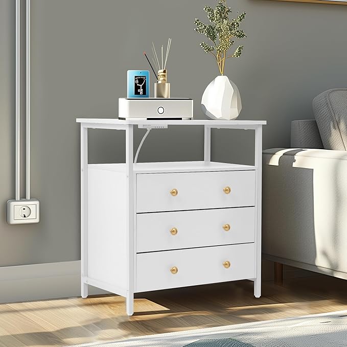 Edbuosy 3 Wooden Drawers Night Stand, 27 Inch Wide Nightstand - Image 8