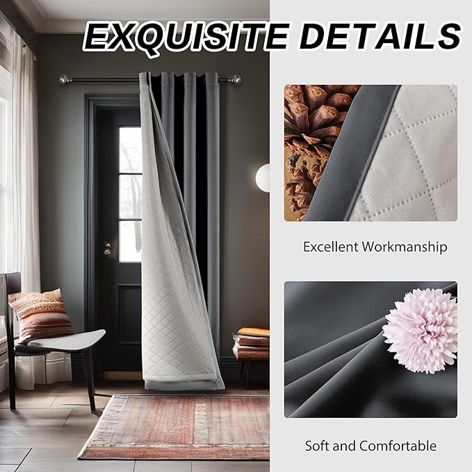 Noise Canceling Curtains Soundproof 3-in-1 Grommet Full Blackout Curtains - Image 6
