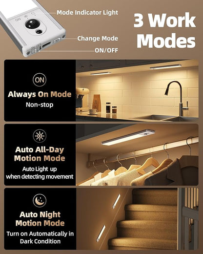 EZVALO 3 Pack Under Cabinet Lighting, Rechargeable Motion Sensor Light - Image 7