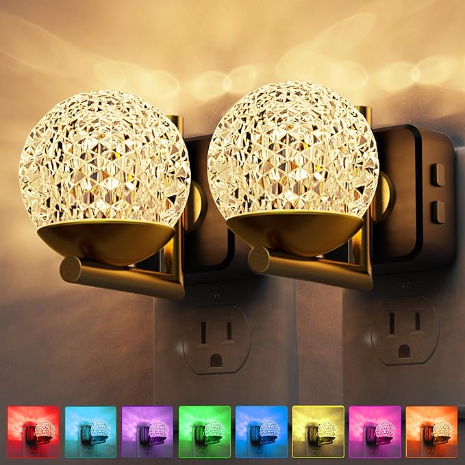 L LOHAS LED Night Lights Plug Into Wall 2 Pack, Dusk to Dawn Sensor, 10-Color - Image 2