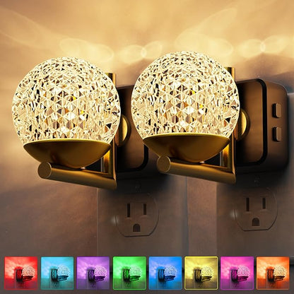 L LOHAS LED Night Lights Plug Into Wall 2 Pack, Dusk to Dawn Sensor, 10-Color - Image 2