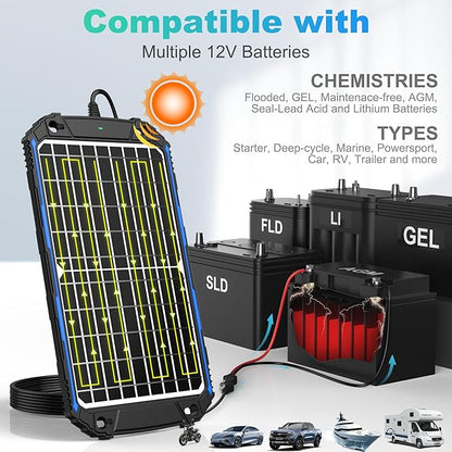 SUNER POWER Waterproof 12W 12V Solar Battery Charger & Maintainer Pro, Built-in - Image 4