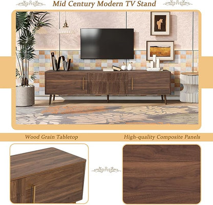 Merax Mid Century 70" TV Stand, Modern Entertainment Center - Image 7
