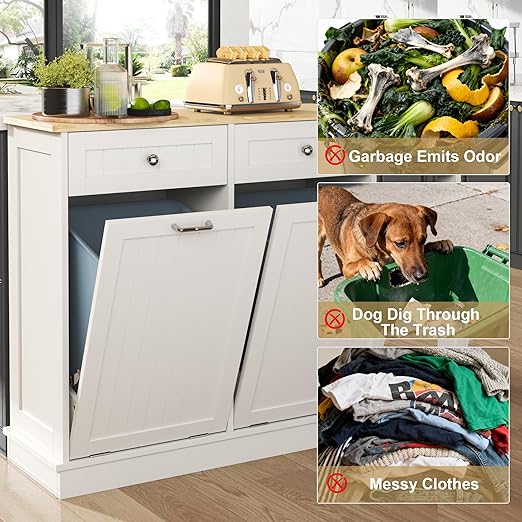 Tilt Out Trash Can Cabinet Dog Proof - Image 5