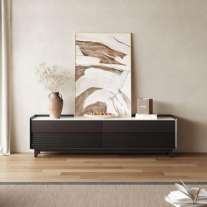 POVISON Fully-Assembled Mid Century Glossy Sintered Stone Tabletop TV Stand - Image 2