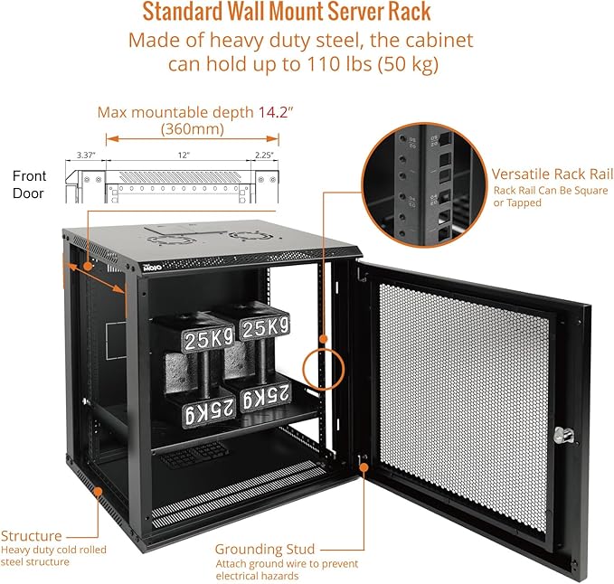 Tecmojo 12U Wall Mount Rack Network Cabinet - Image 4