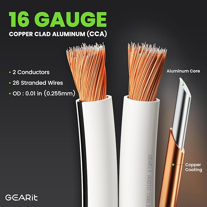 16AWG Speaker Wire, GearIT Pro Series 16 Gauge Speaker Wire Cable Great Use - Image 6
