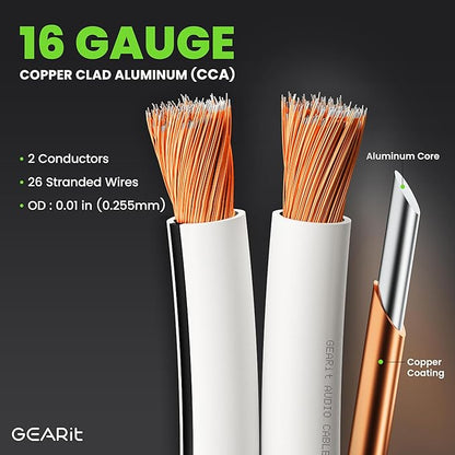 16AWG Speaker Wire, GearIT Pro Series 16 Gauge Speaker Wire Cable Great Use - Image 6