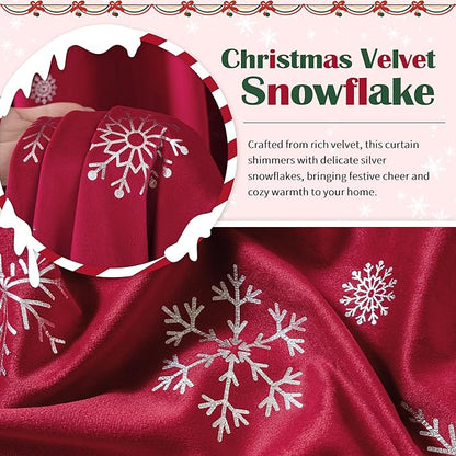 FMFUNCTEX Snowflake Red Christmas Velvet Blackout Curtains - Image 5