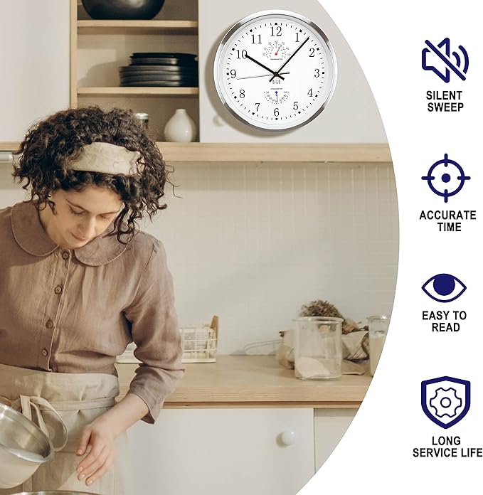 HITO 14 Inch Silent Wall Clock Battery Operated, Large Wall Clock - Image 5