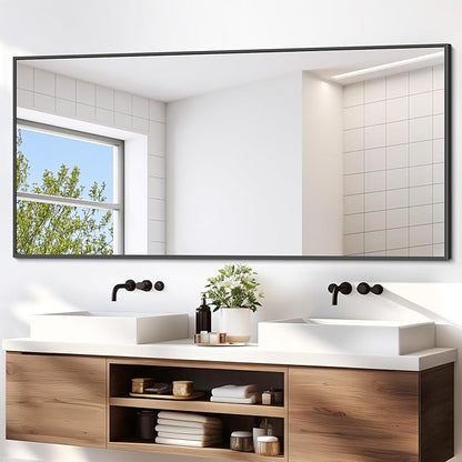 Black Bathroom Mirror for Wall, 72x36 Inch Rectangle Mirrors by DESBING