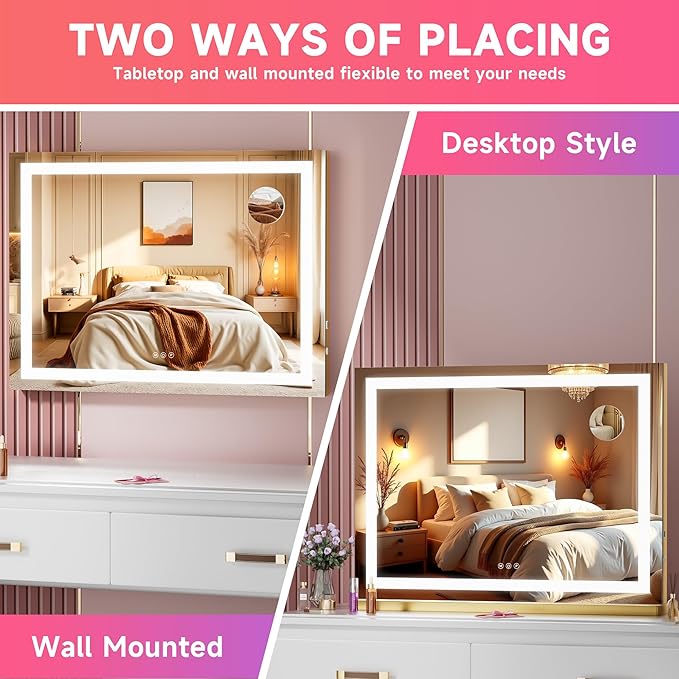 Vanity Mirror with Lights, Dimmable 3 Modes, Memory Function, Smart Touch - Image 6