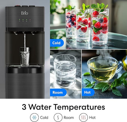 Brio Self Cleaning Bottom Loading Water Cooler Water Dispenser – Black - Image 3