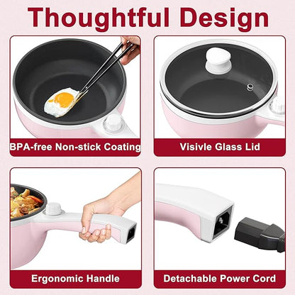 Dezin Hot Pot Electric Upgraded, Non-Stick Sauté Pan, Rapid Noodles Electric Pot - Image 7