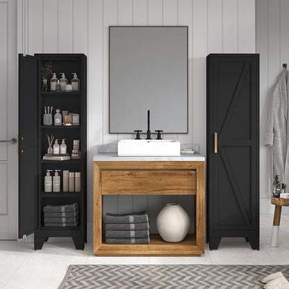 COFaR Tall Bathroom Cabinet, Metal Farmhouse Narrow Slim Storage Cabinet - Image 7